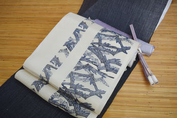 小千谷縮×夏紅型帯