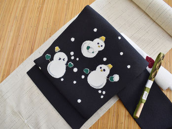 雪だるまの染め帯