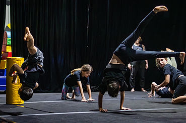 Children training tumbling at South Coast Circus