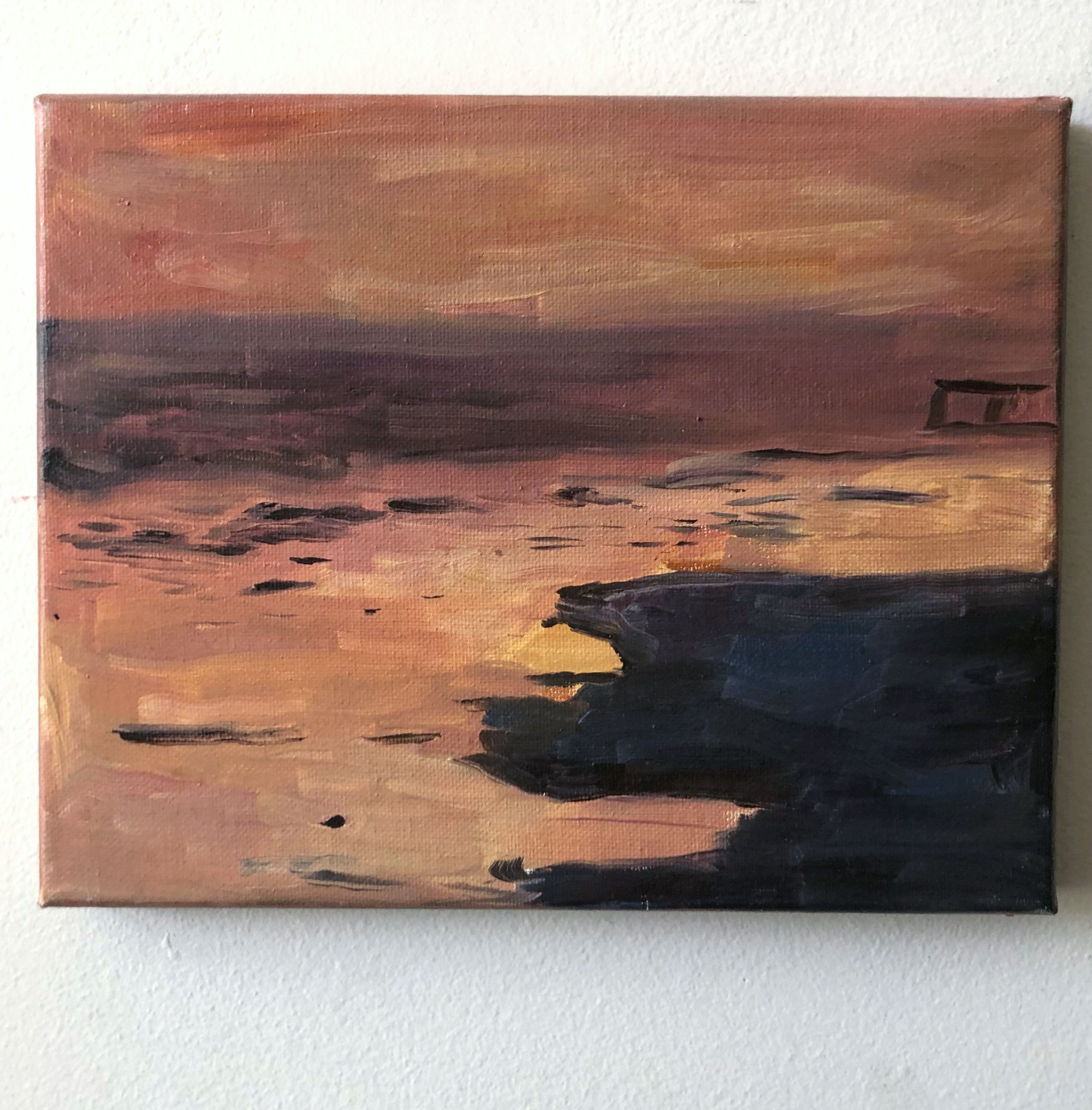 "Pink Pond", 8"x10", oil painting on canvas