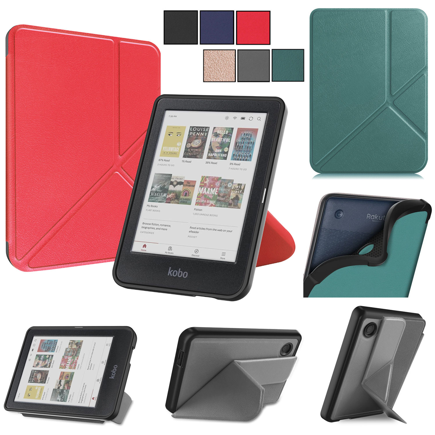 For Kobo Clara Colour BW 2024 2E Case 6 inch Origami Stand Sleep Cover Ebook N36