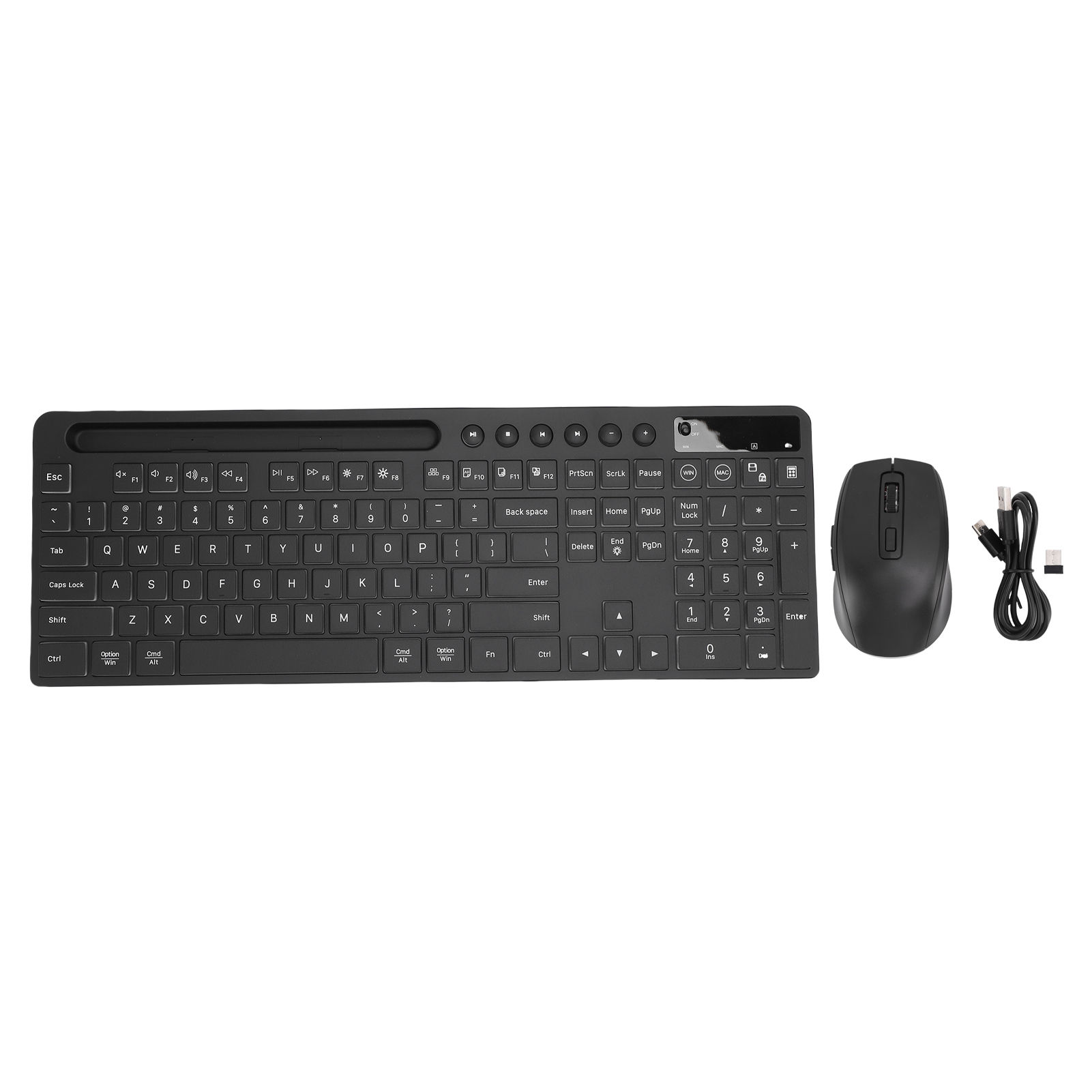 Wireless Keyboard and Mouse Type C Fast Charging 2.4G Stand Slot 6 Multimedia Co