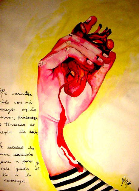 Sangre brota de mi mano y mi corazo