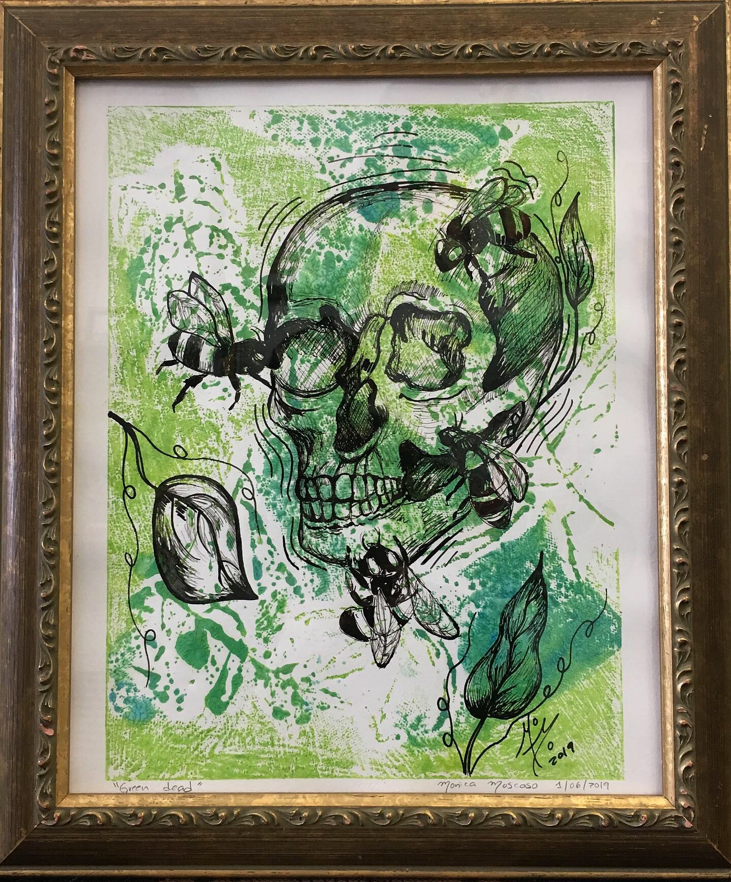 Green nature. Collagraphy