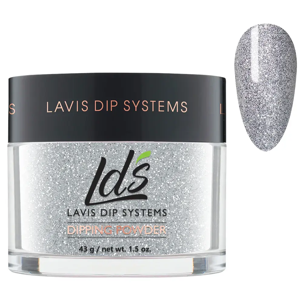 LDS GLITTER SILVER DIPPING POWDER NAIL COLORS - 165 SILVER FOG