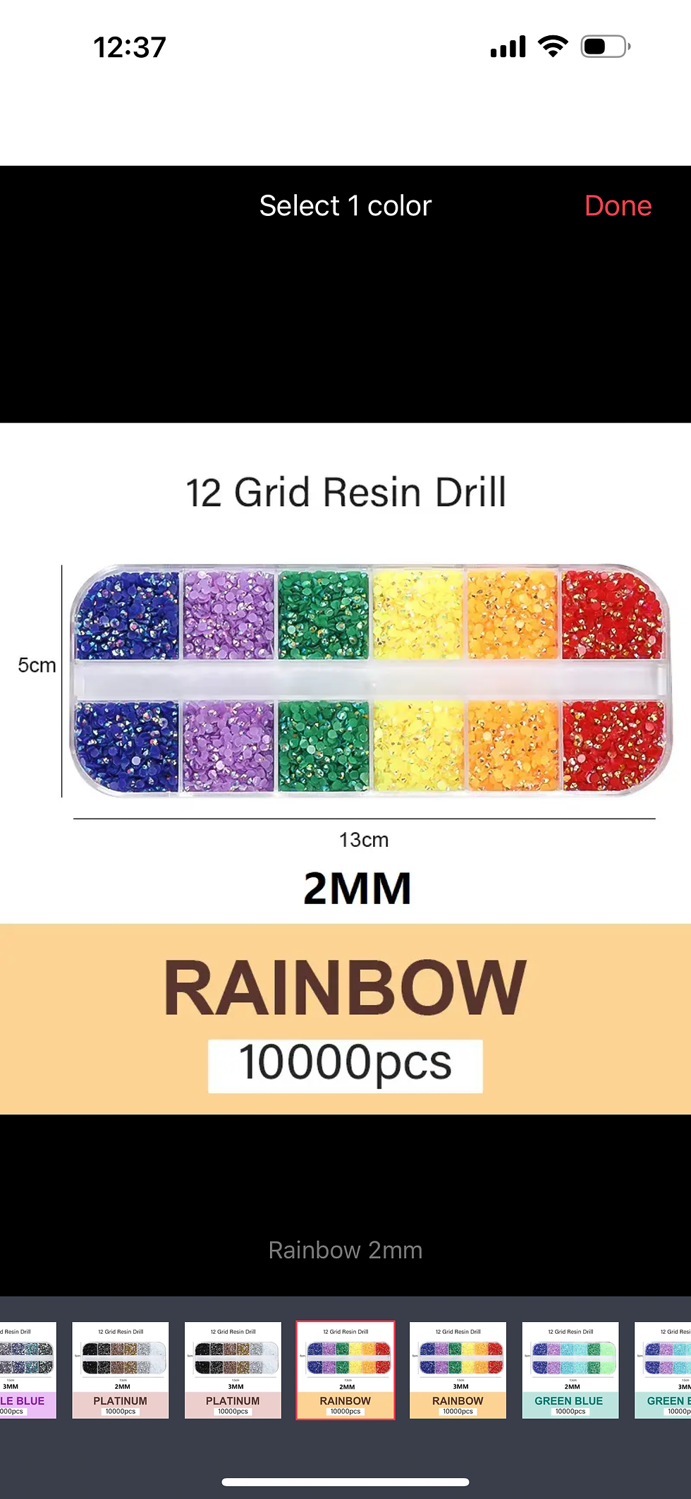 Miniatura: AB  10000Pcs 2/3mm Mix Color Pixie Stone Resin Part Nail Rhinestones Box 12Girds