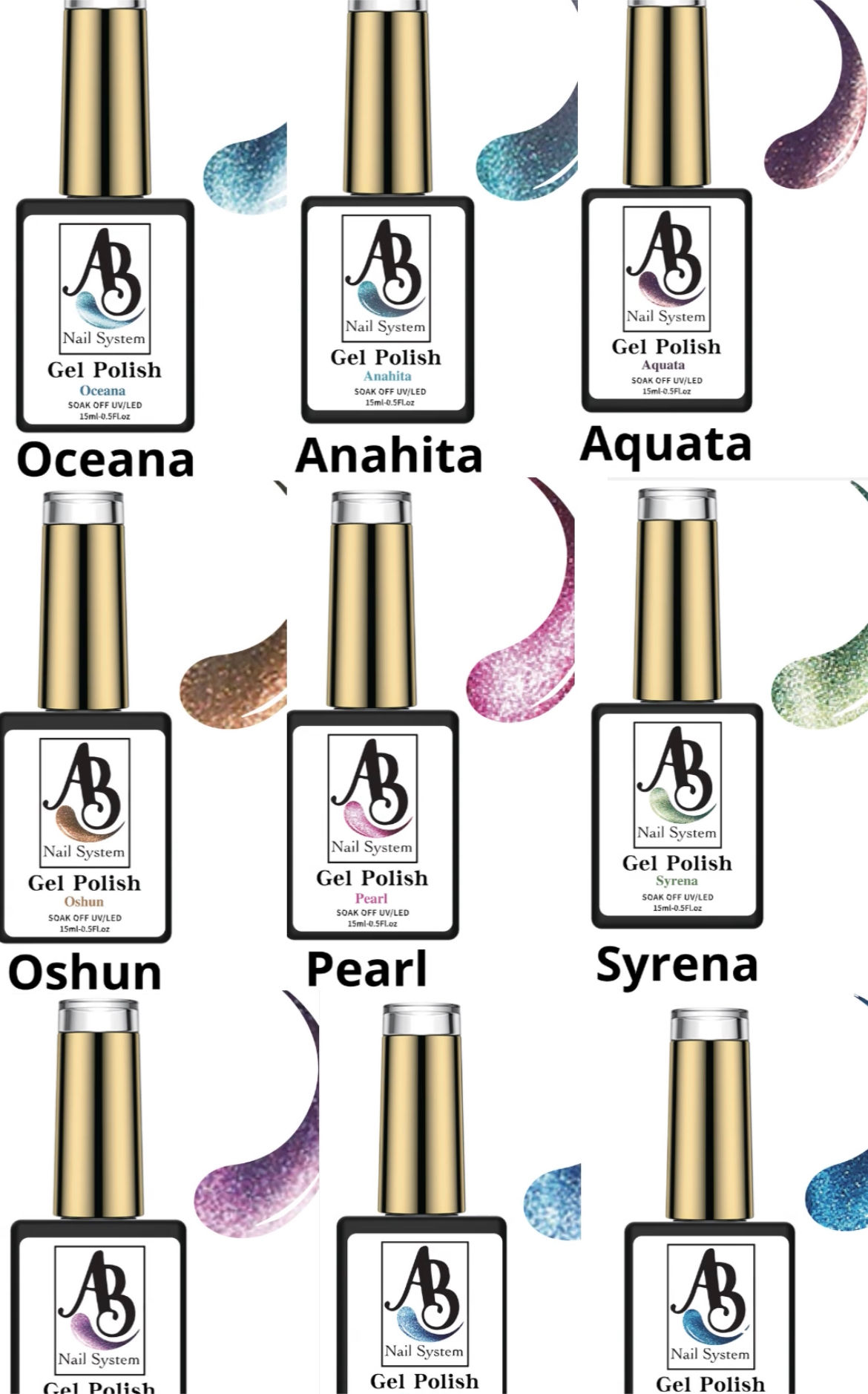 Always beautiful 15 colors Gel polish Cat eyes (Queen of the Ocean collection)