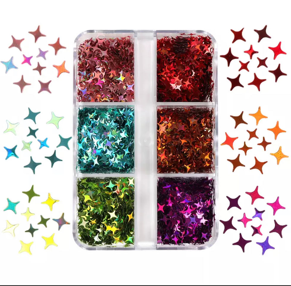 Miniature : 6 Grids Christmas Snow Flake Nail Sequins White Snowflake Glitter Flakes Manicur