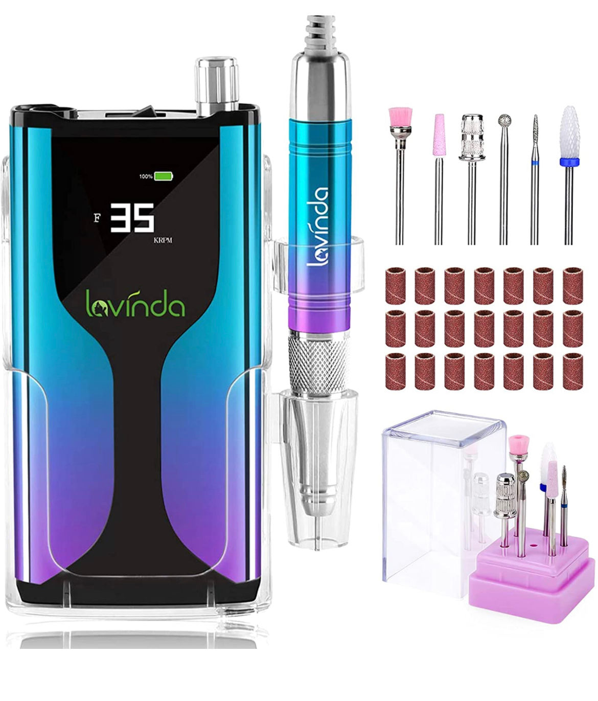 Professional Rechargeable Nail Drill Machine, Lavinda Cordless 35,000RPM Skyspac