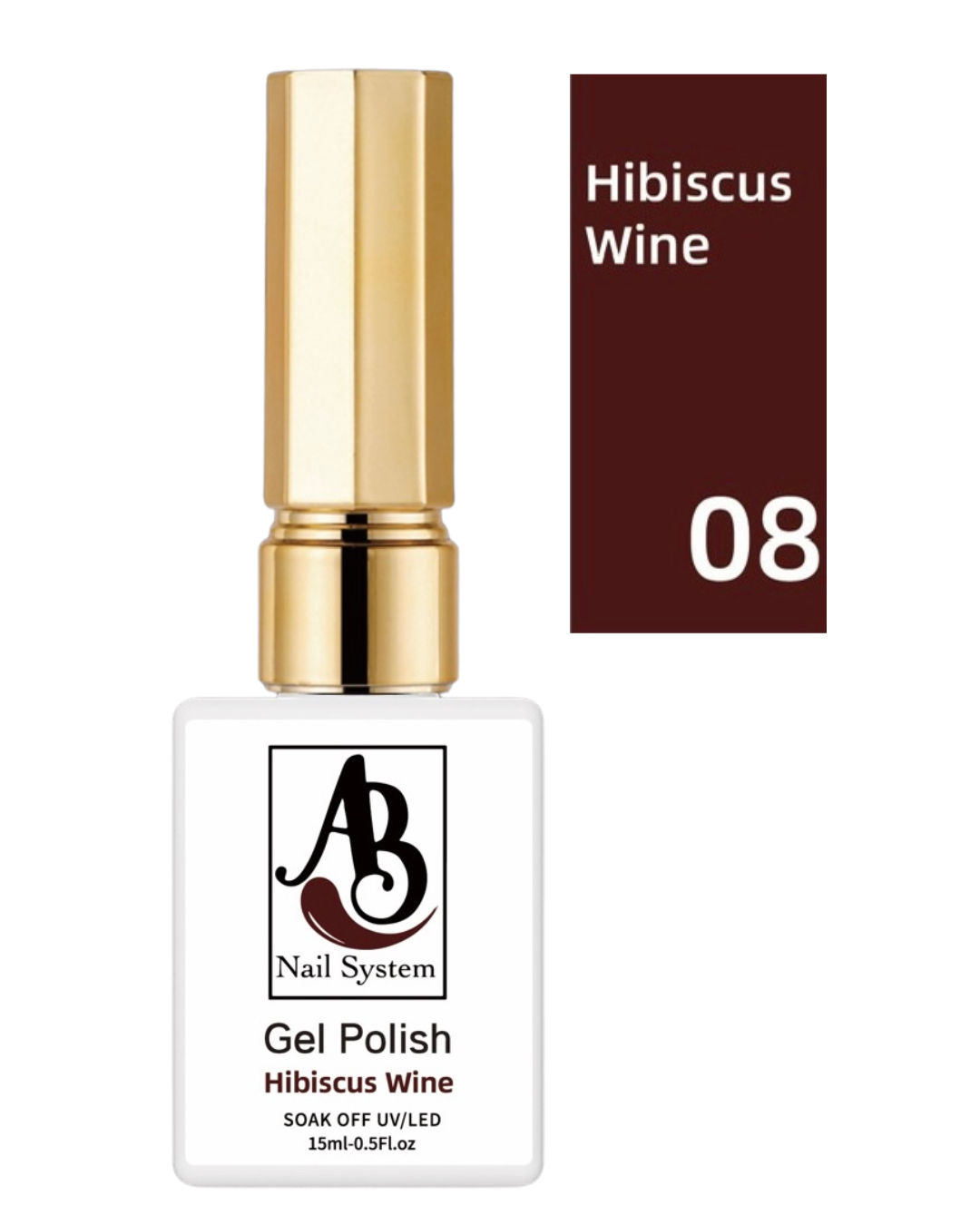 08 Hibiscus Wine AB Gel Polish SOAK OFF UV/LED 15ml-0.5Fl.oz