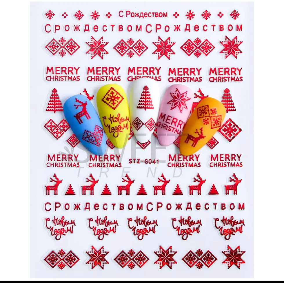 Miniatura: Holographic Red Christmas Nail Sticker Shine Glitter Snowflake Elk Santa Claus T