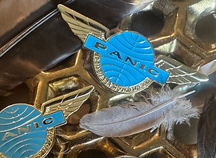 Panic Wings - Remember How to Fly pins designed by the artist, Lauren Storey who survived American Eagle 3379 airplane crash 