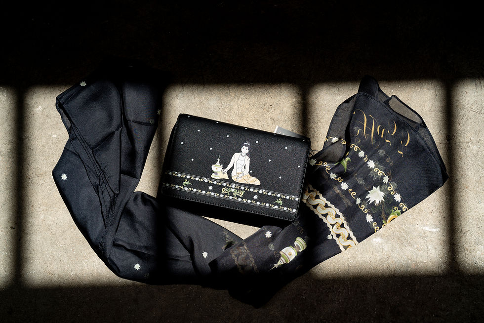 Thumbnail: Hsun Ok print silk long scarf