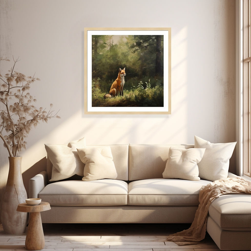Thumbnail: Redd Road - Elegant Red Fox in a Verdant Woodland Scene - Framed Fine Art Print