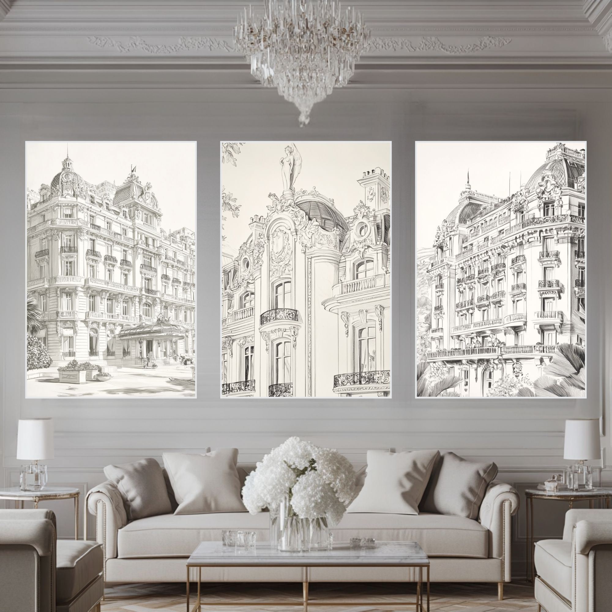 Grand Facade, Angel Above, & Majestic Lines – First Edition Giclée Set | 32x48