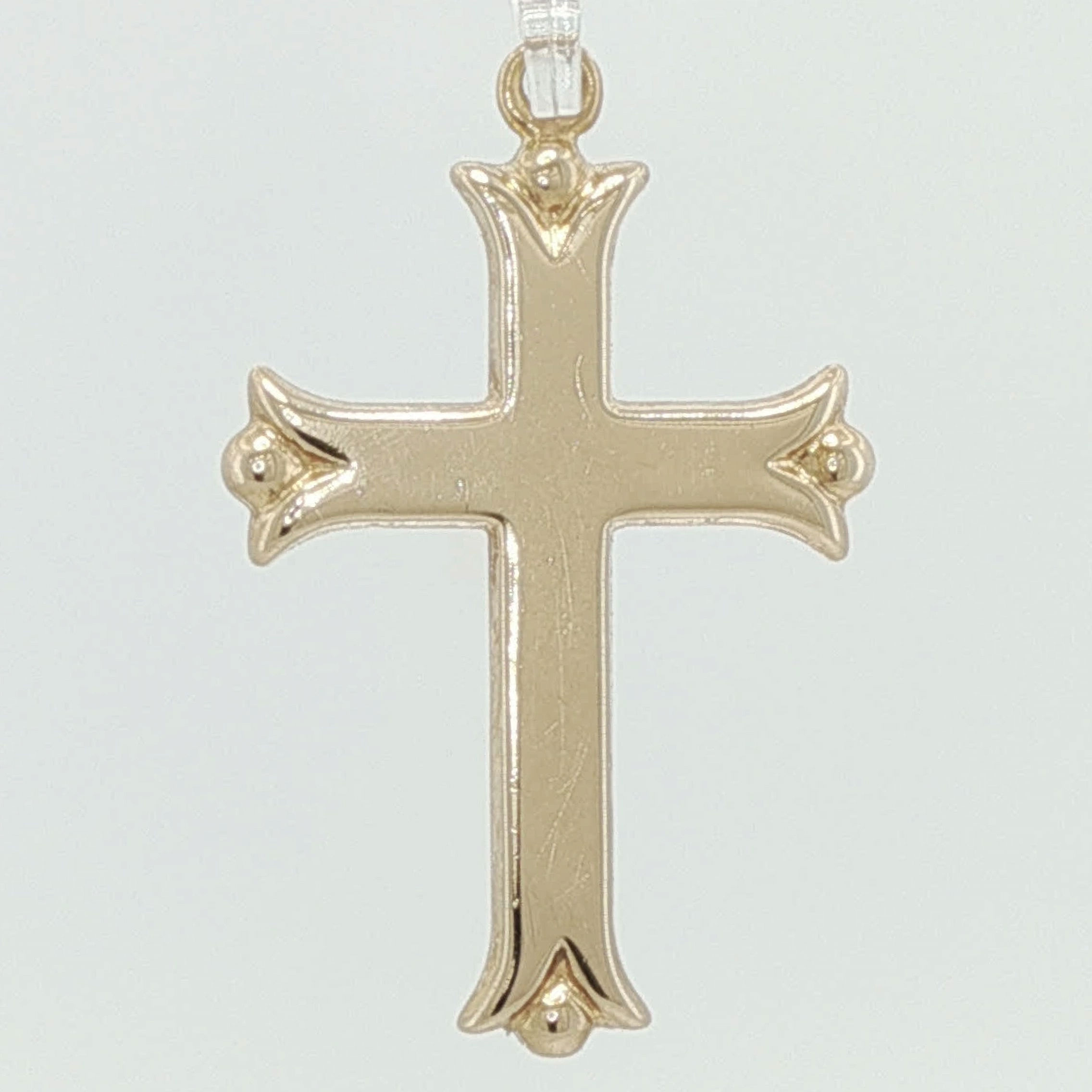 Polished Yellow Gold Flared Cross Pendant