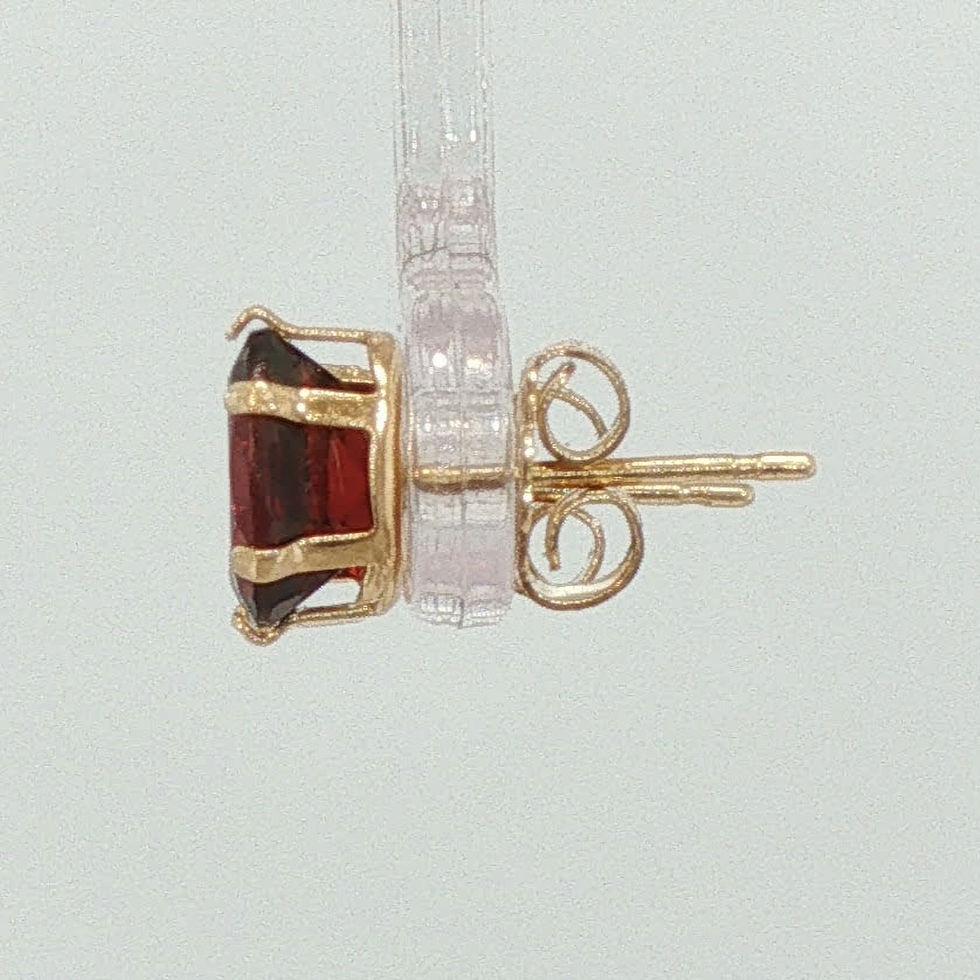 Miniature : Oval Cut Garnet Stud Earrings in Yellow Gold