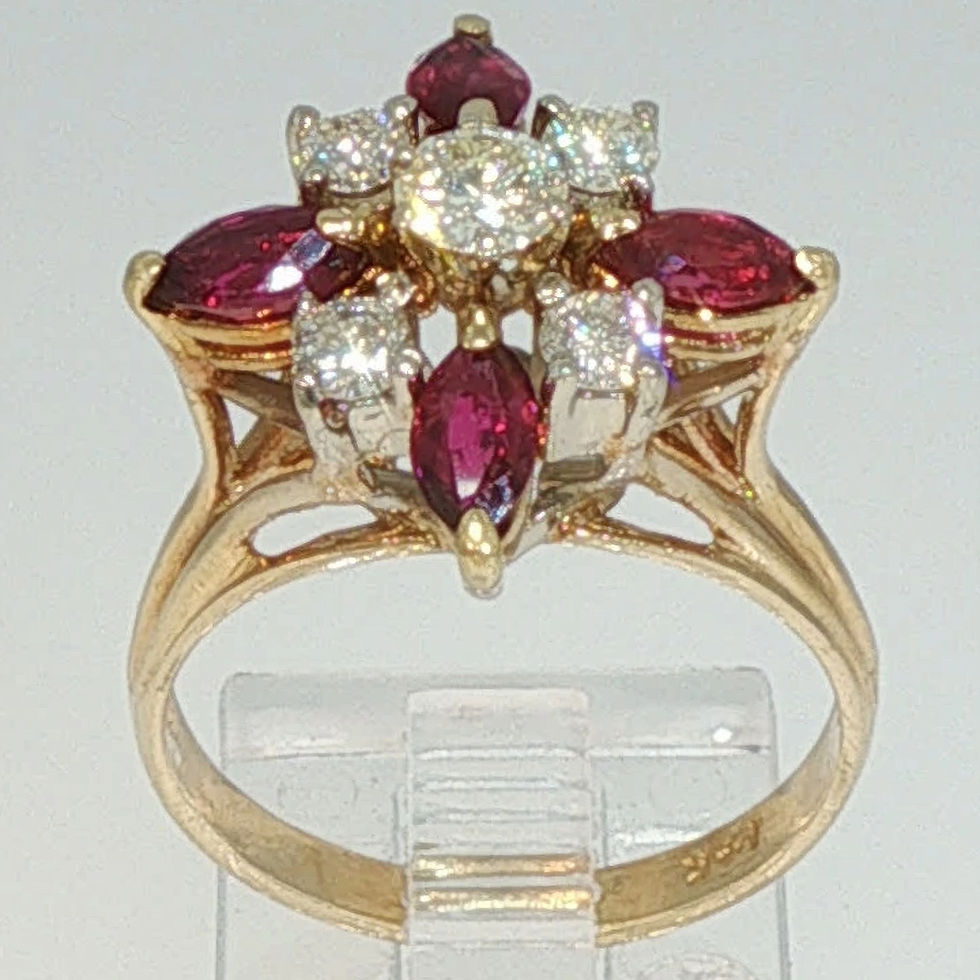 Miniaturbild: Yellow Gold Garnet Starburst Cluster Ring
