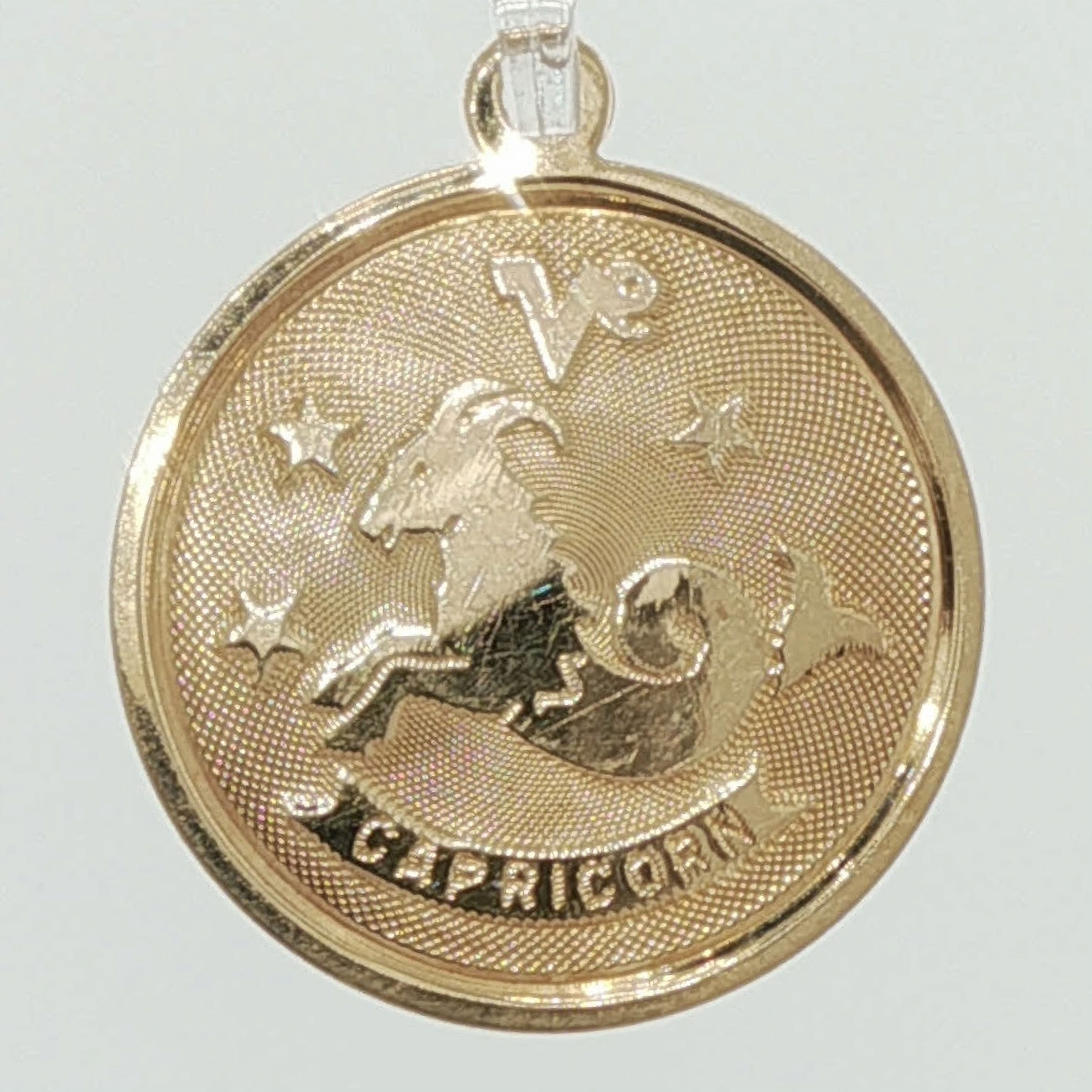 Yellow Gold Capricorn Zodiac Medallion Pendant