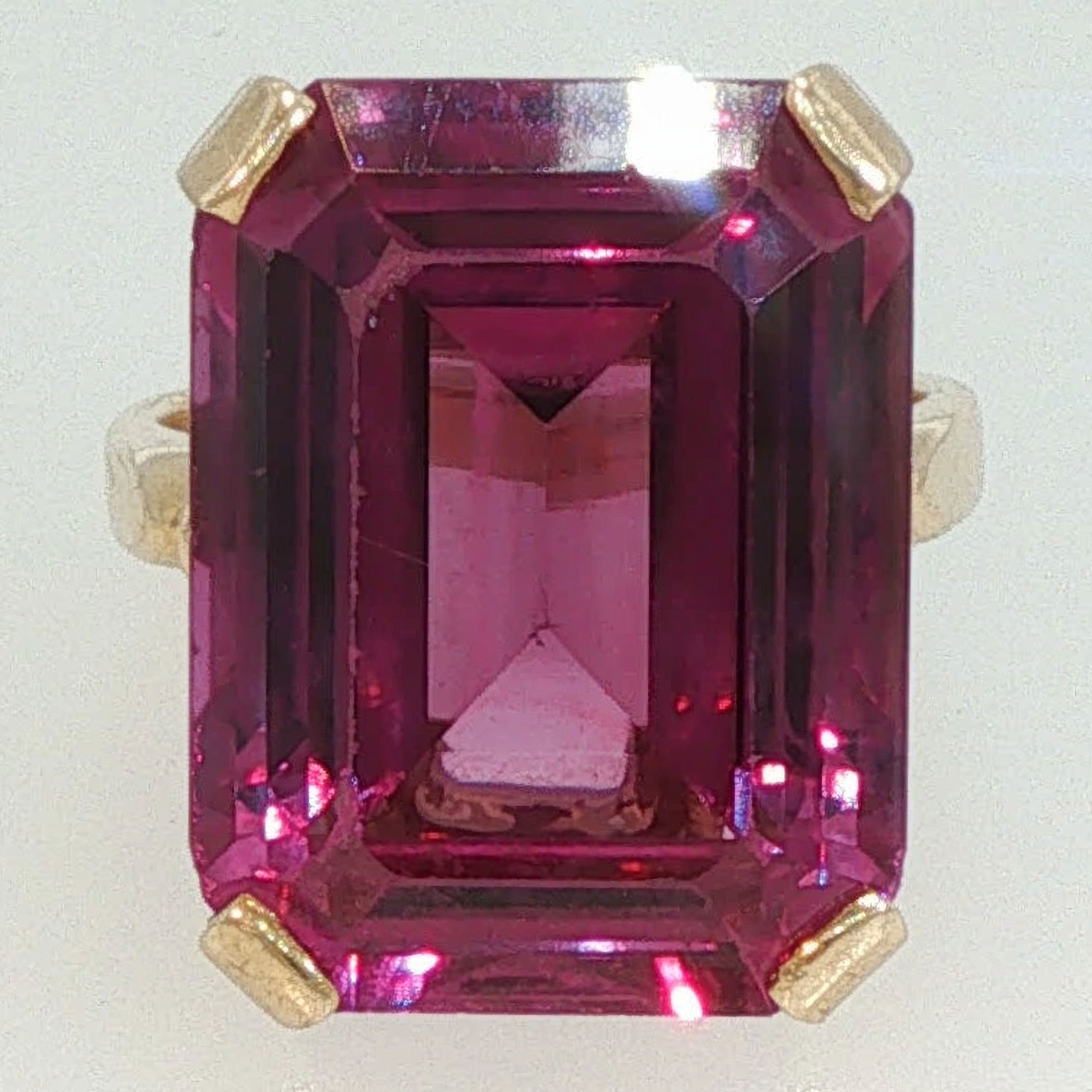 Emerald-Cut Purple Cocktail Ring in Yellow Gold