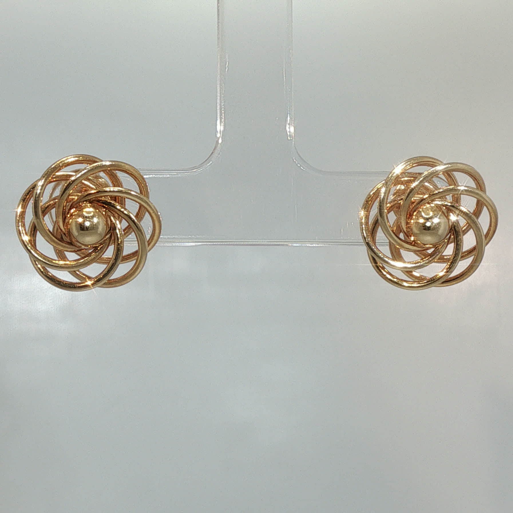 Yellow Gold Swirl Knot Stud Earrings