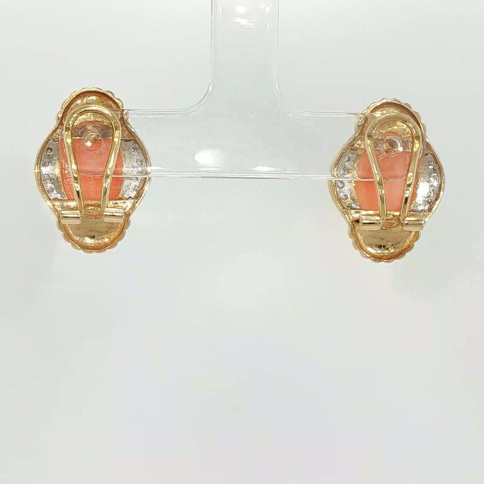 Miniatura: Oval Cabochon Yellow Gold Fluted Stud Earrings