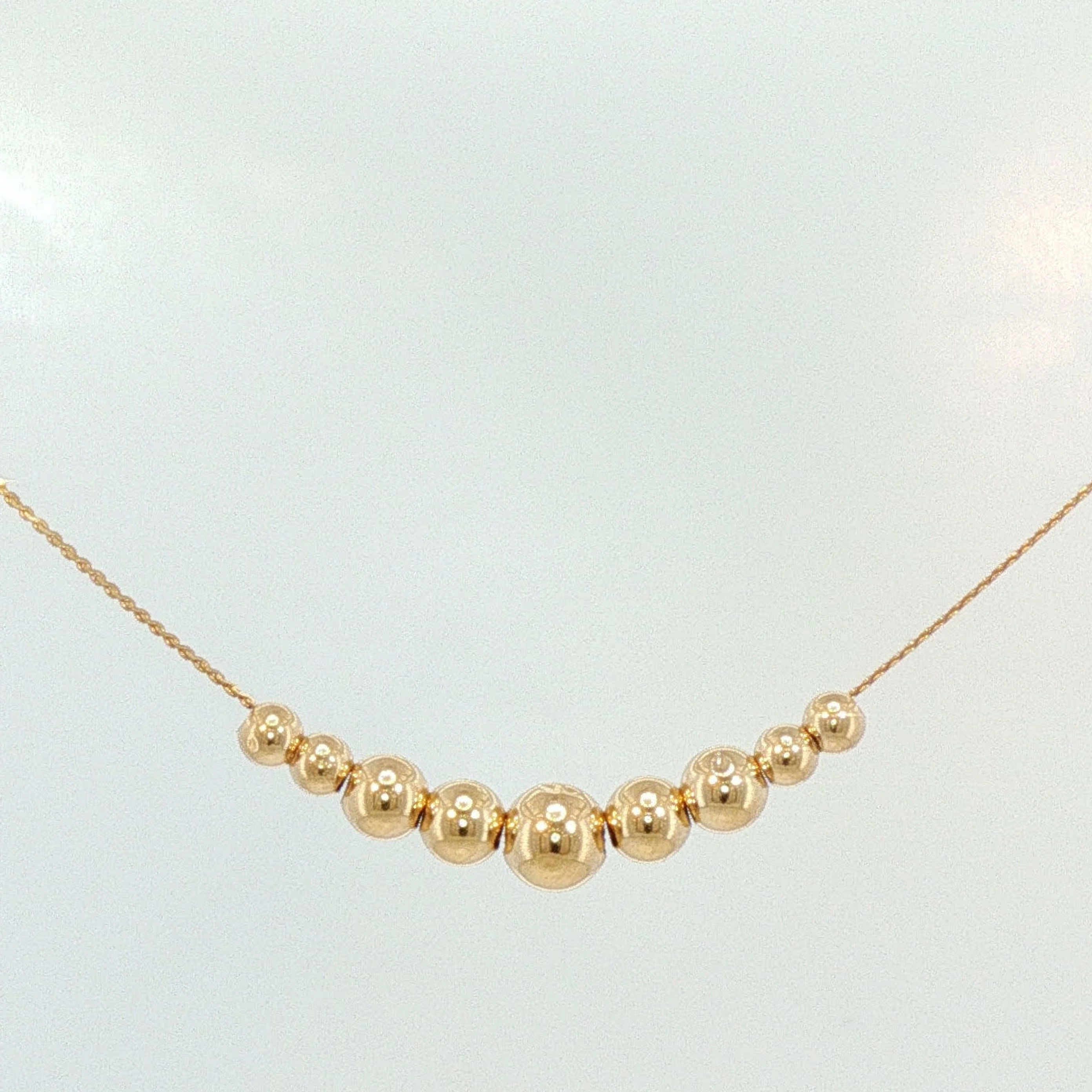 Yellow Gold Graduated Spherical Bead Necklace