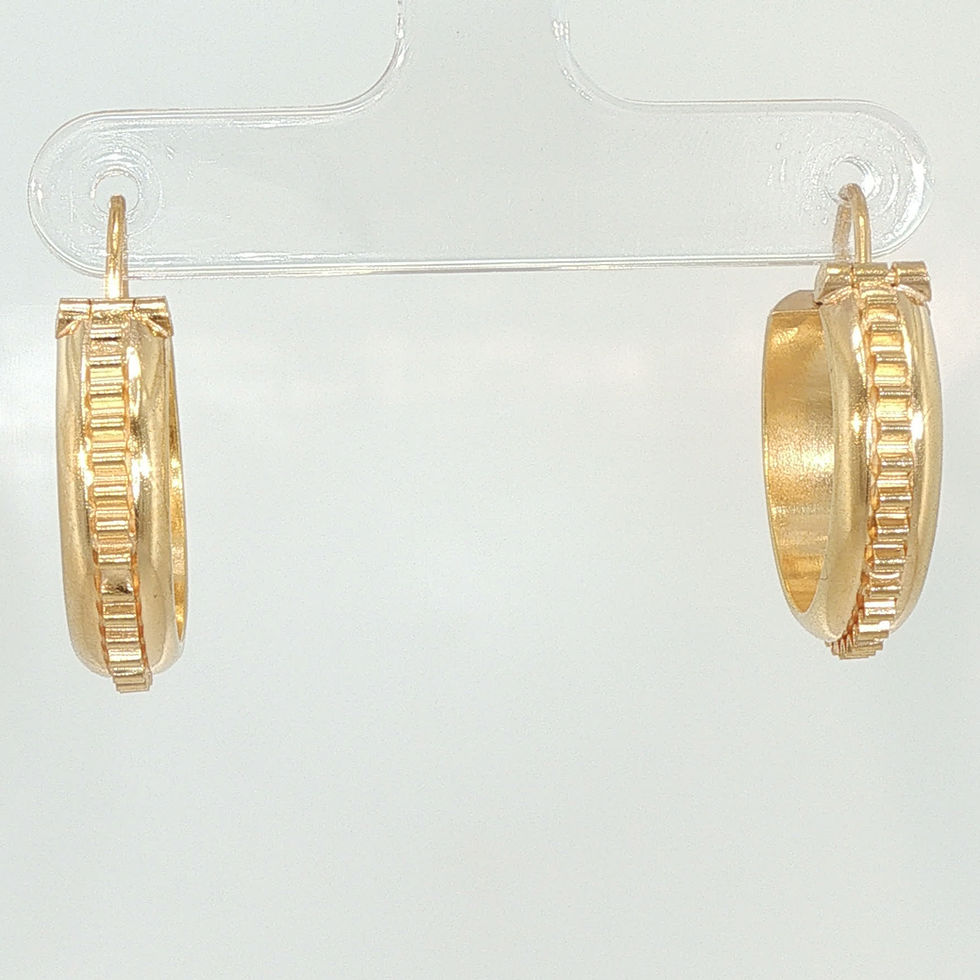Miniaturbild: Textured Ridged Yellow Gold Hoop Earrings