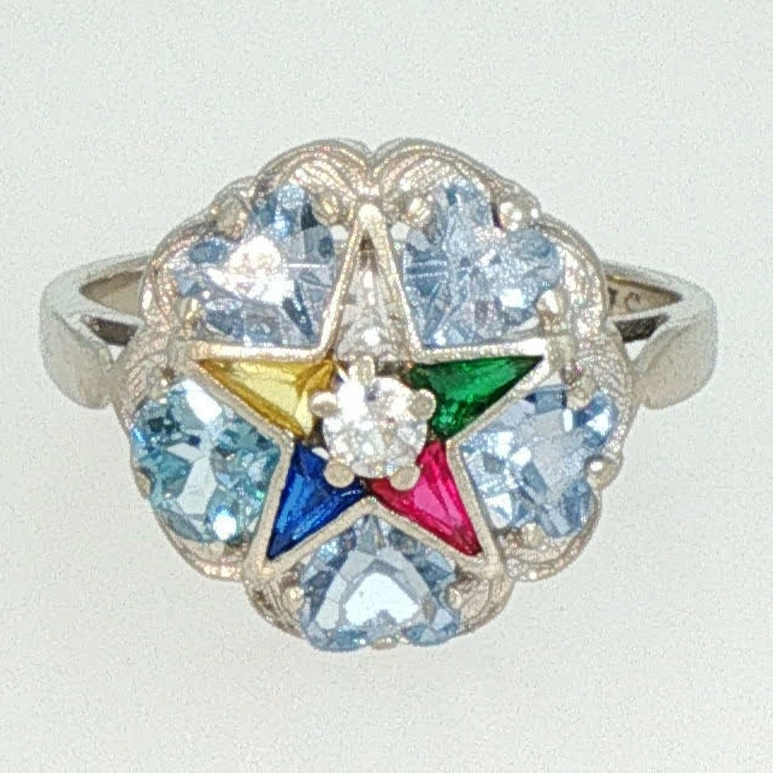 White Gold Multi-Stone Eastern Star Ring