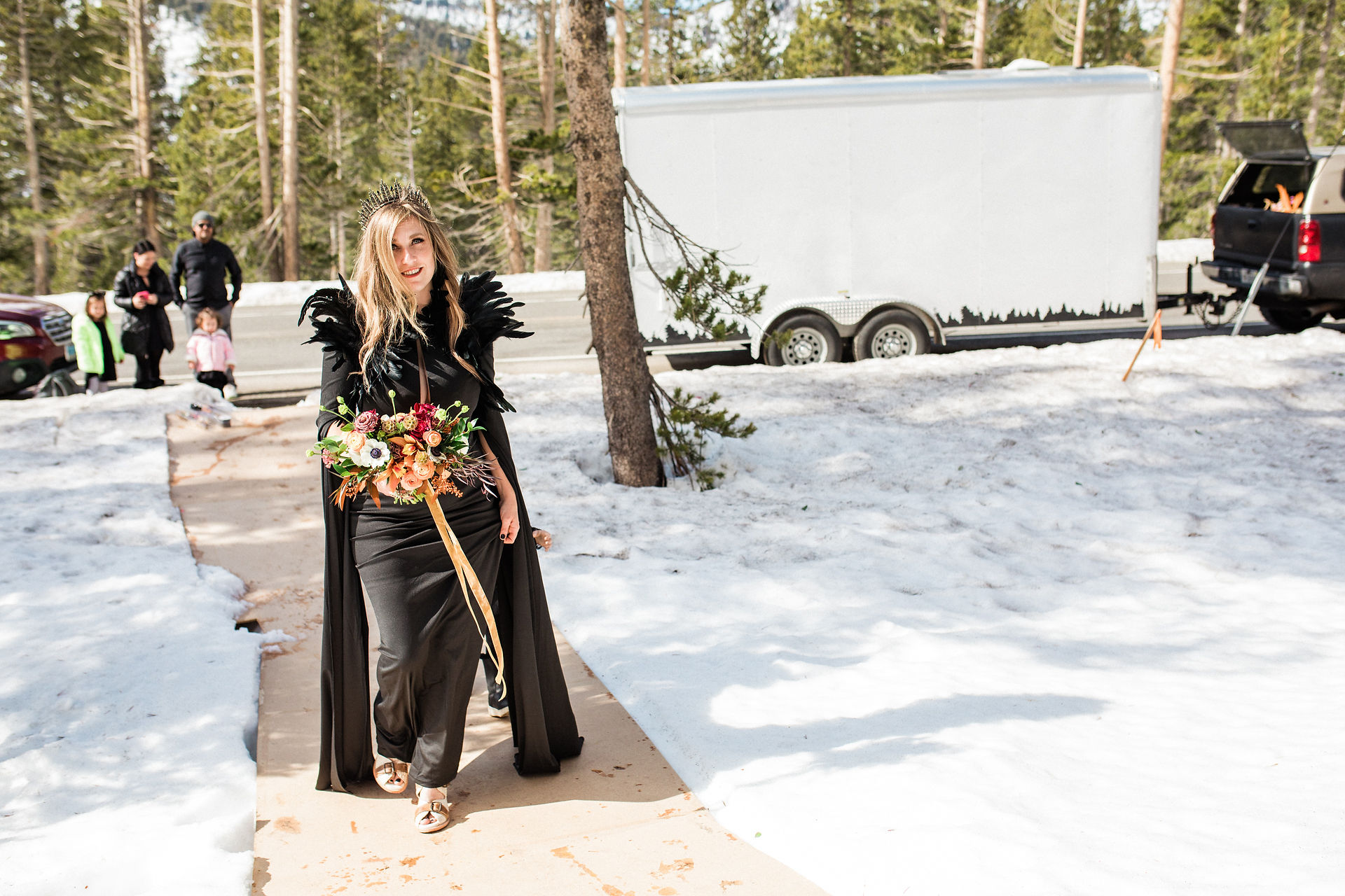 Bride walks down Aisle 