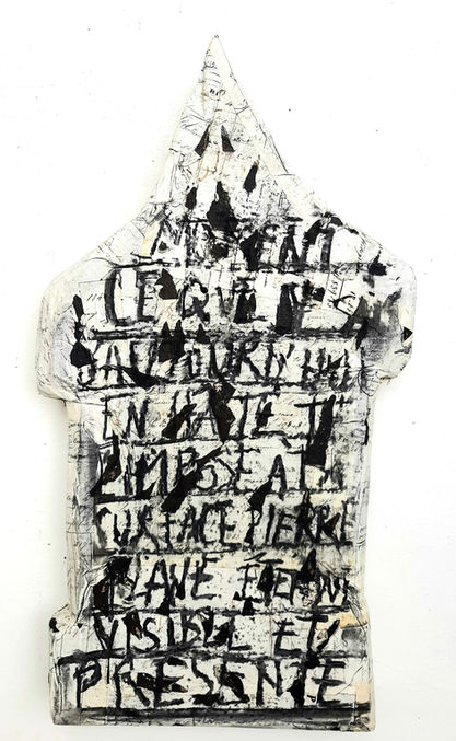Objet - Stance n°4 - Pièce de bois format environ 57 x 25 cm - 2008 - Texte Victor Segalen