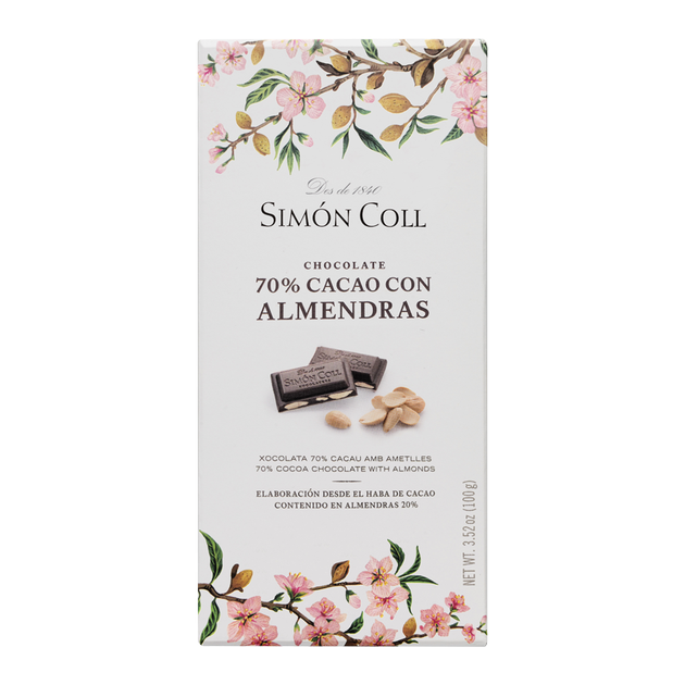 chocolate 70 % cacao con almendras Simon