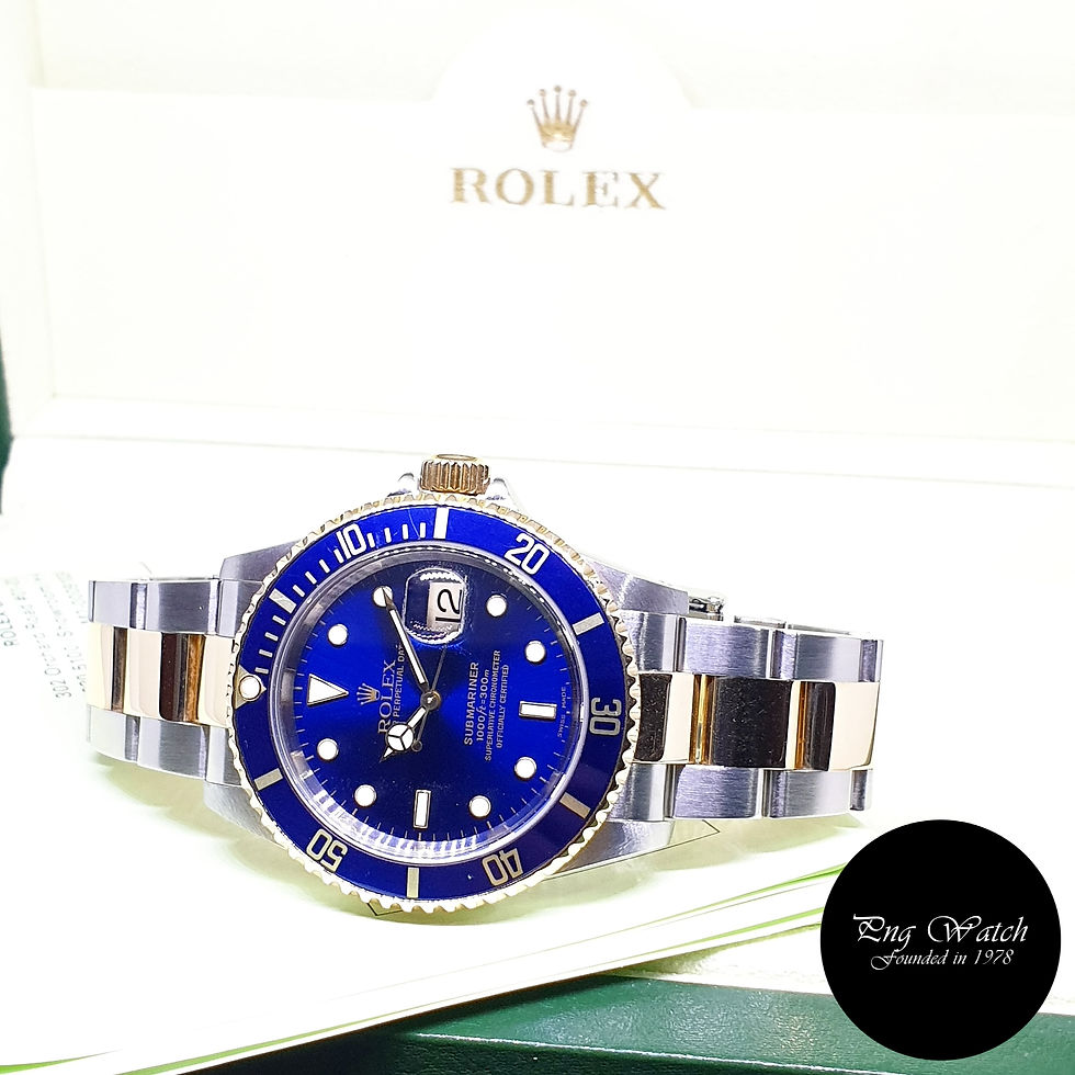 Thumbnail: Rolex Oyster Perpetual 18K Half Gold Blue Submariner Date REF: 16613 (P Series)