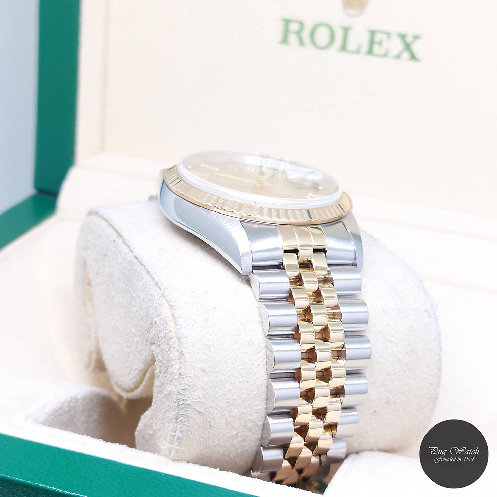 Thumbnail: Rolex 36mm 18K Half Yellow Gold Champagne Linen Dial Datejust REF: 16233 (W)