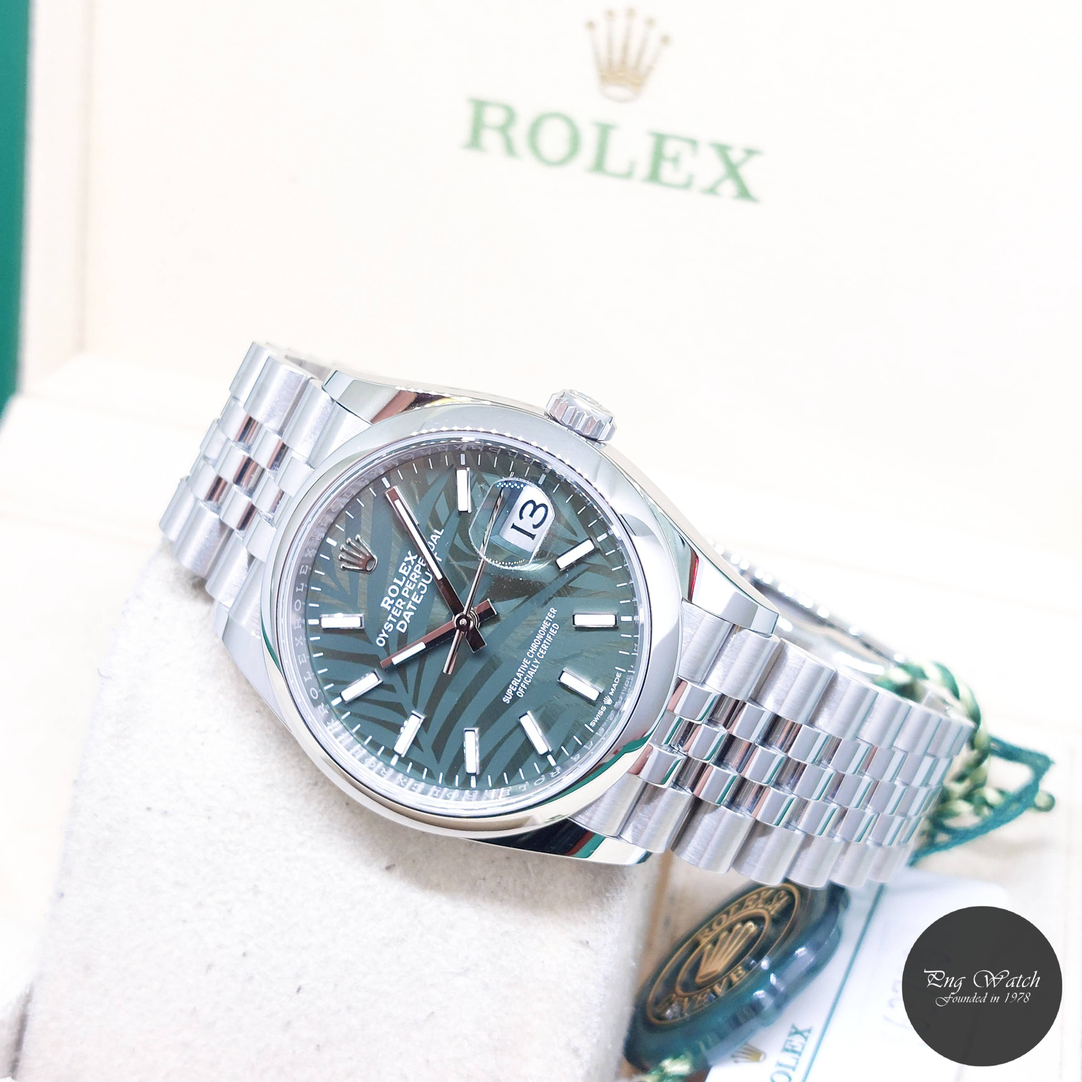 Rolex 36mm Oyster Perpetual Palm Motif Dial Datejust REF: 126200 (March 2024)