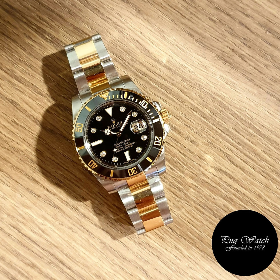Rolex 18K Half Gold Ceramic Black Serti Diamonds Submariner REF: 116613LN (2)