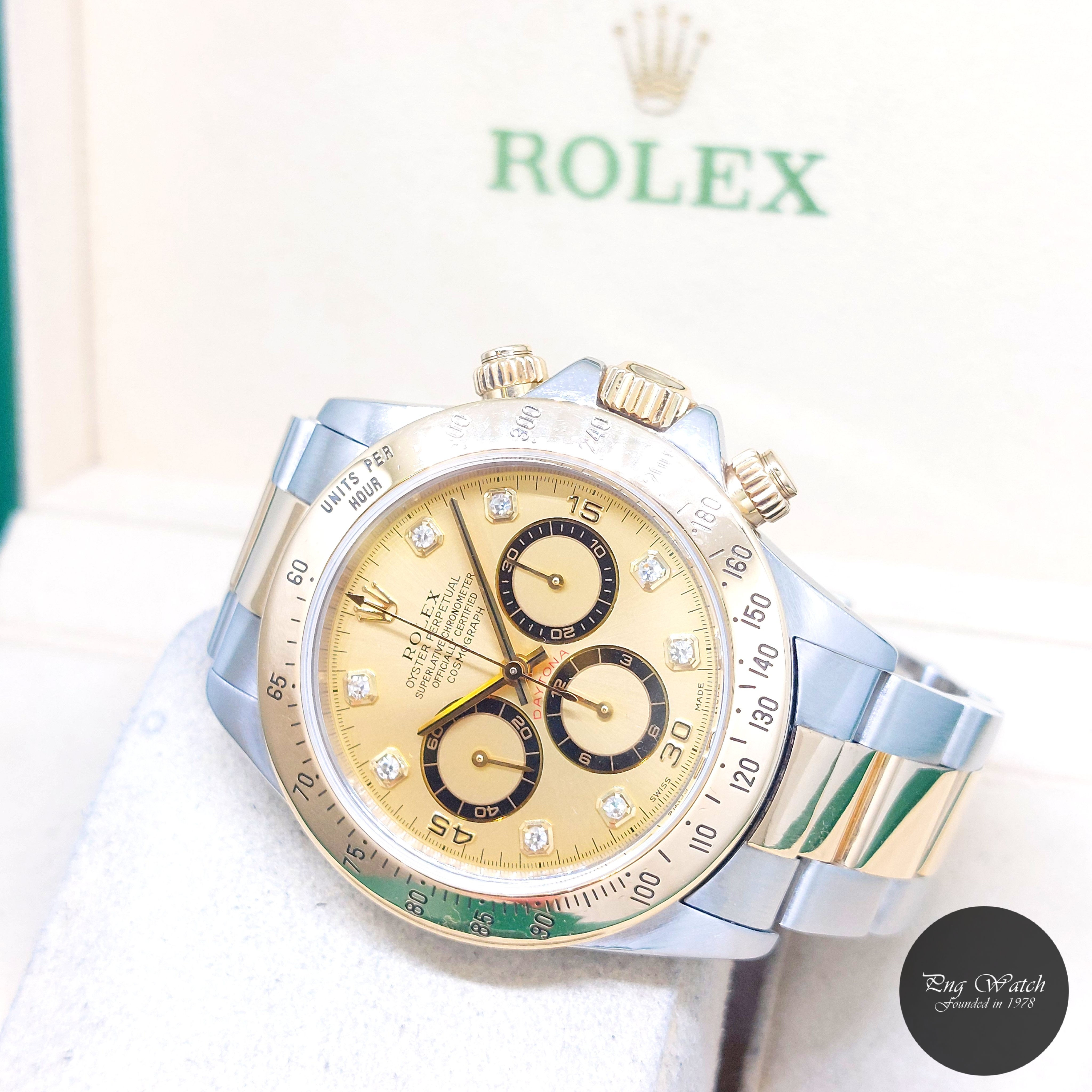 Rolex 40mm 18K Half Yellow Gold Champagne Diamonds Daytona REF: 16523 (T)