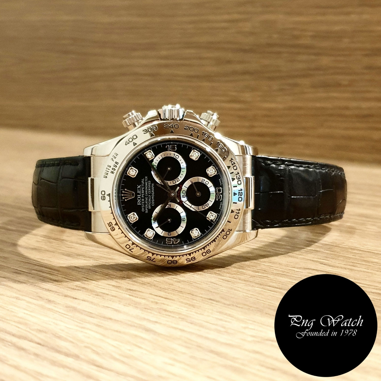 Rolex 18K White Gold Black Diamonds Daytona REF: 116519 (2)