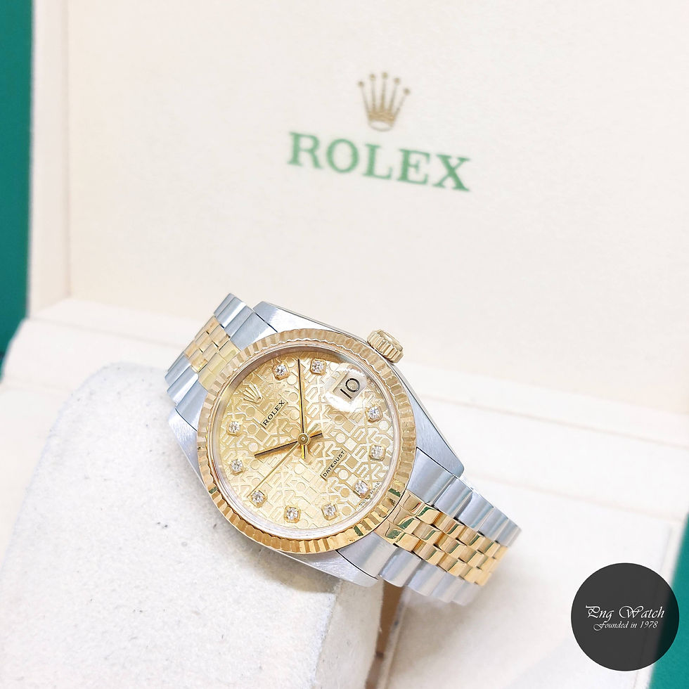 Thumbnail: Rolex 31mm 18K Half Yellow Gold Champagne Jubilee Diamonds Datejust REF: 68273