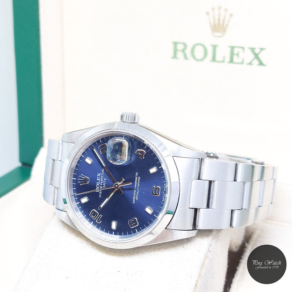 Thumbnail: Rolex 34mm Blue Dial Oyster Perpetual Date REF: 15200 (S Series)