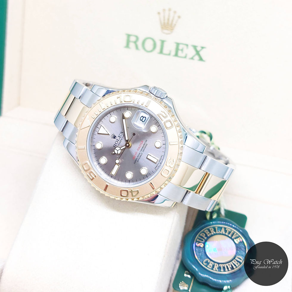 Rolex 35mm Oyster Perpetual 18K Half Gold Grey Dial Yachtmaster REF: 168623 (18)