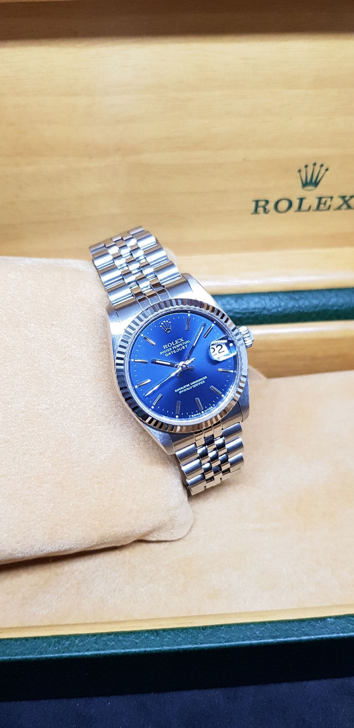 Thumbnail: Rolex Oyster Perpetual Blue Baton Boy Datejust REF: 68274 