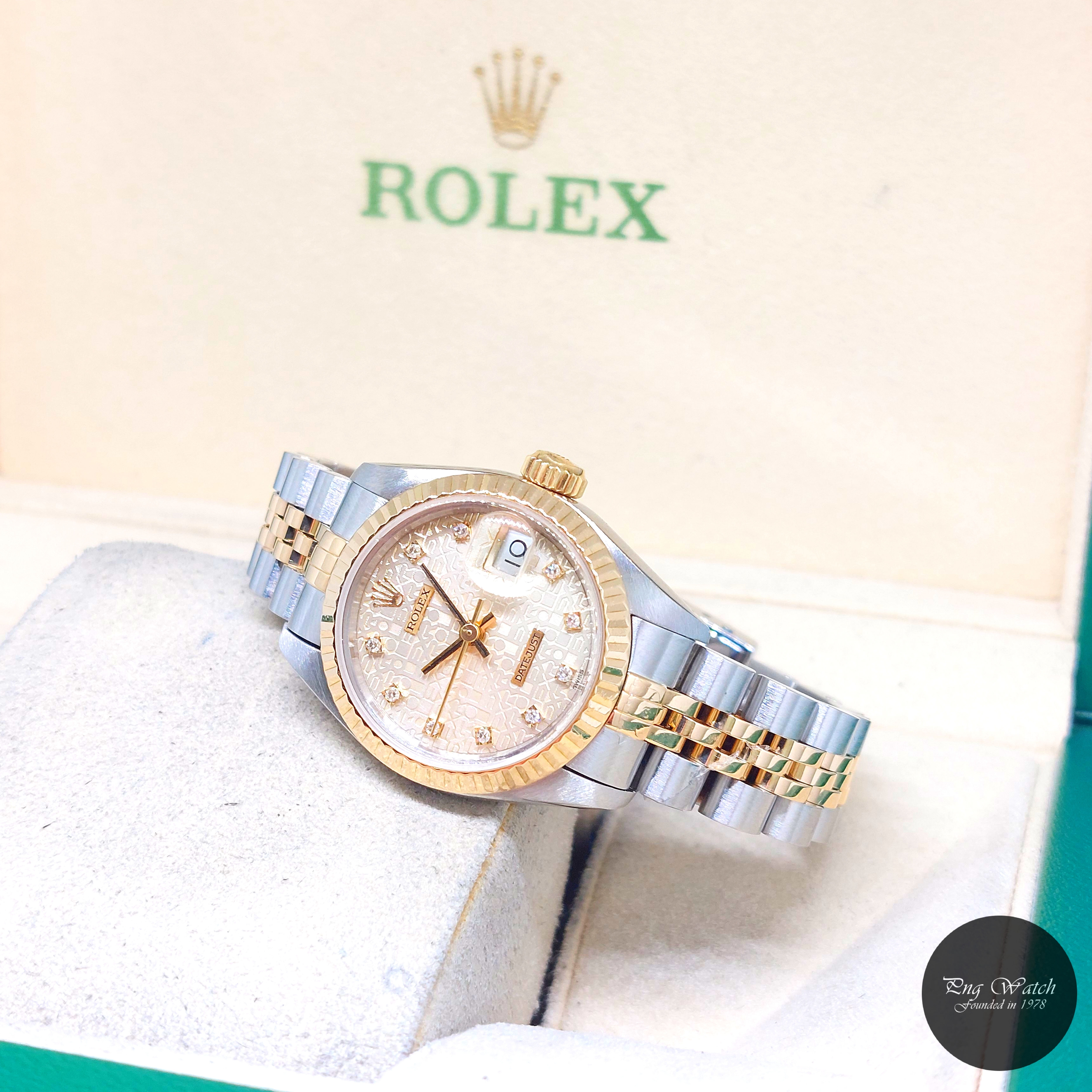 Rolex 26mm 18K Half YG Silver Jubilee Diamonds Dial Datejust REF: 69173 (S2)