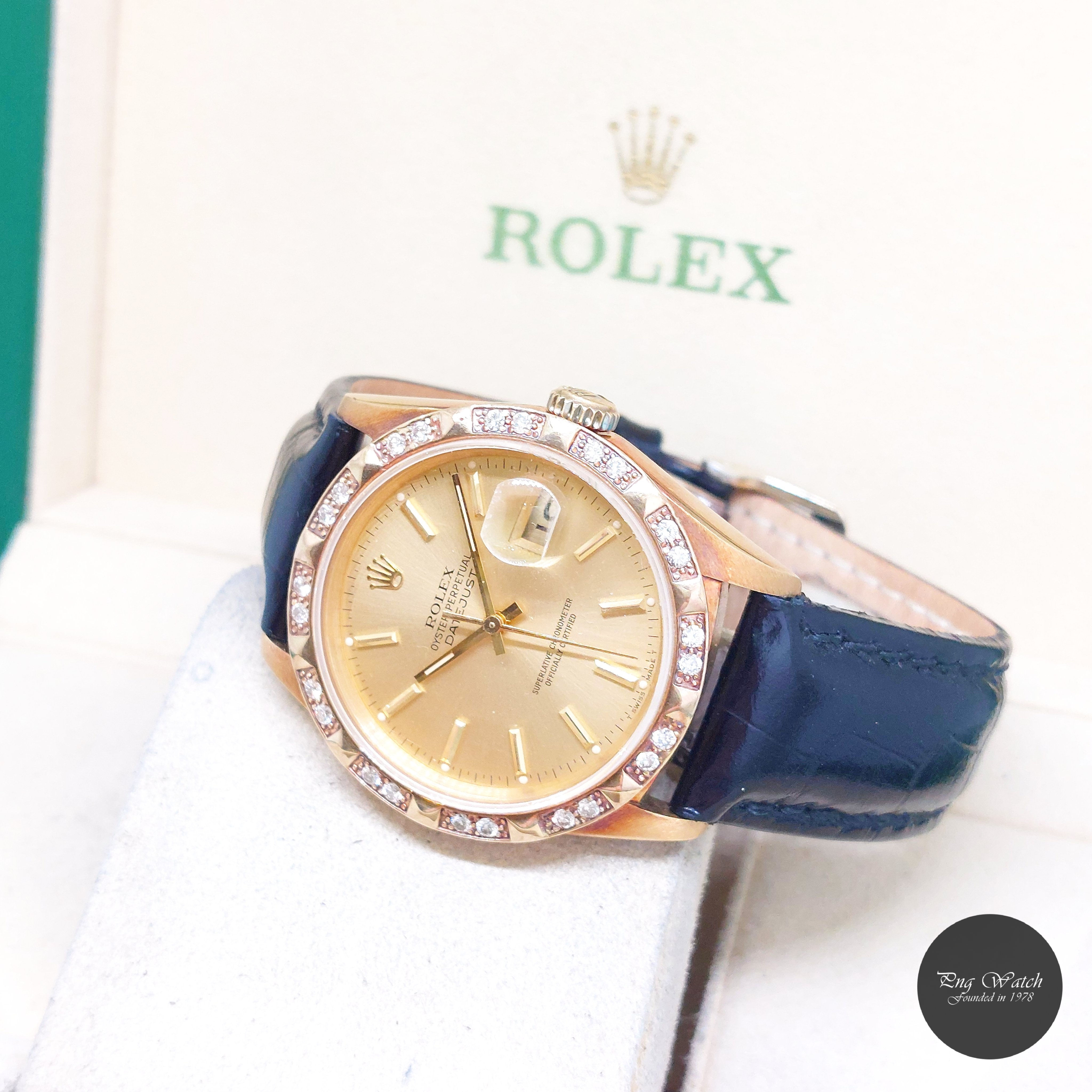 Rolex 36mm 18K Yellow Gold Champagne Sticks Dial Datejust REF: 16238 (R)