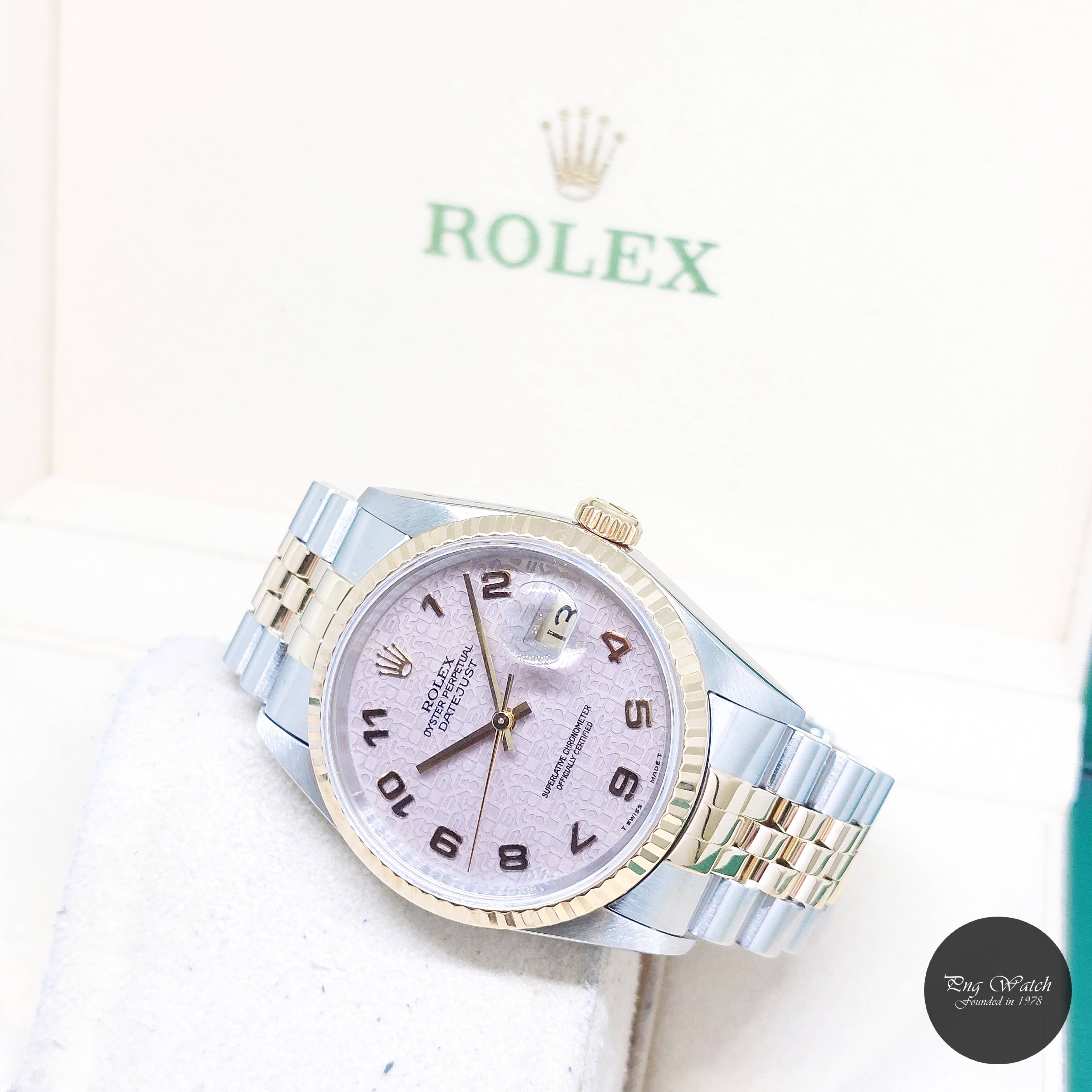 Rolex 36mm 18K Half Yellow Gold Dark Ivory Jubilee Arabic Datejust REF: 16233