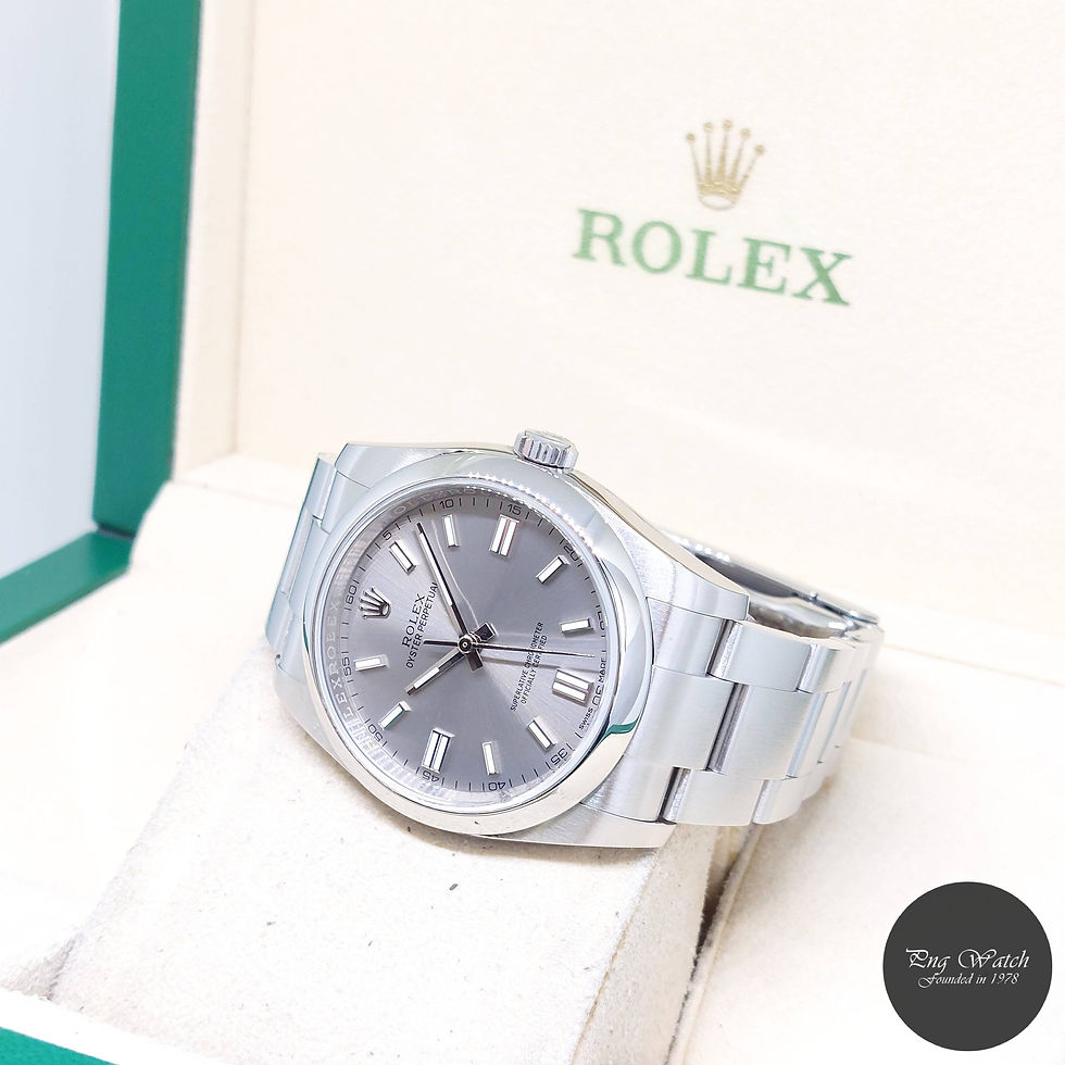 Thumbnail: Rolex 36mm Rhodium Batons Dial Oyster Perpetual REF: 116000 (Box & Cert-2019)