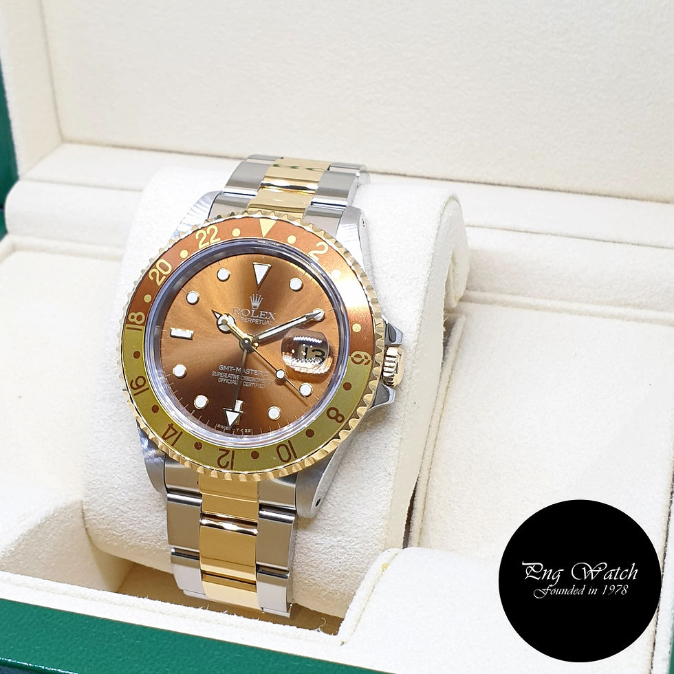 Thumbnail: Rolex 40mm 18K Half Gold "ROOTBEER" Brown GMT Master 2 REF: 16713 (1997)