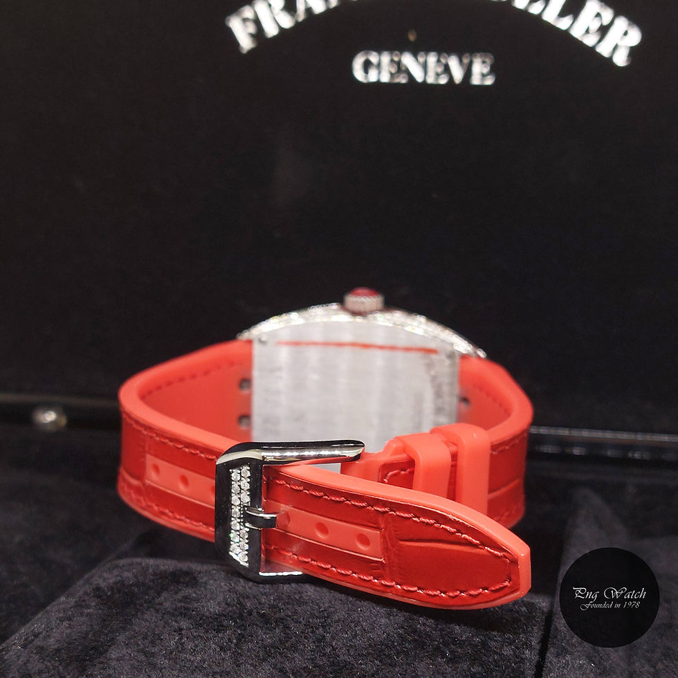 Thumbnail: Franck Muller 32mm Pave Diamonds Set Red Color Vanguard REF: V32 QZ AC RG 