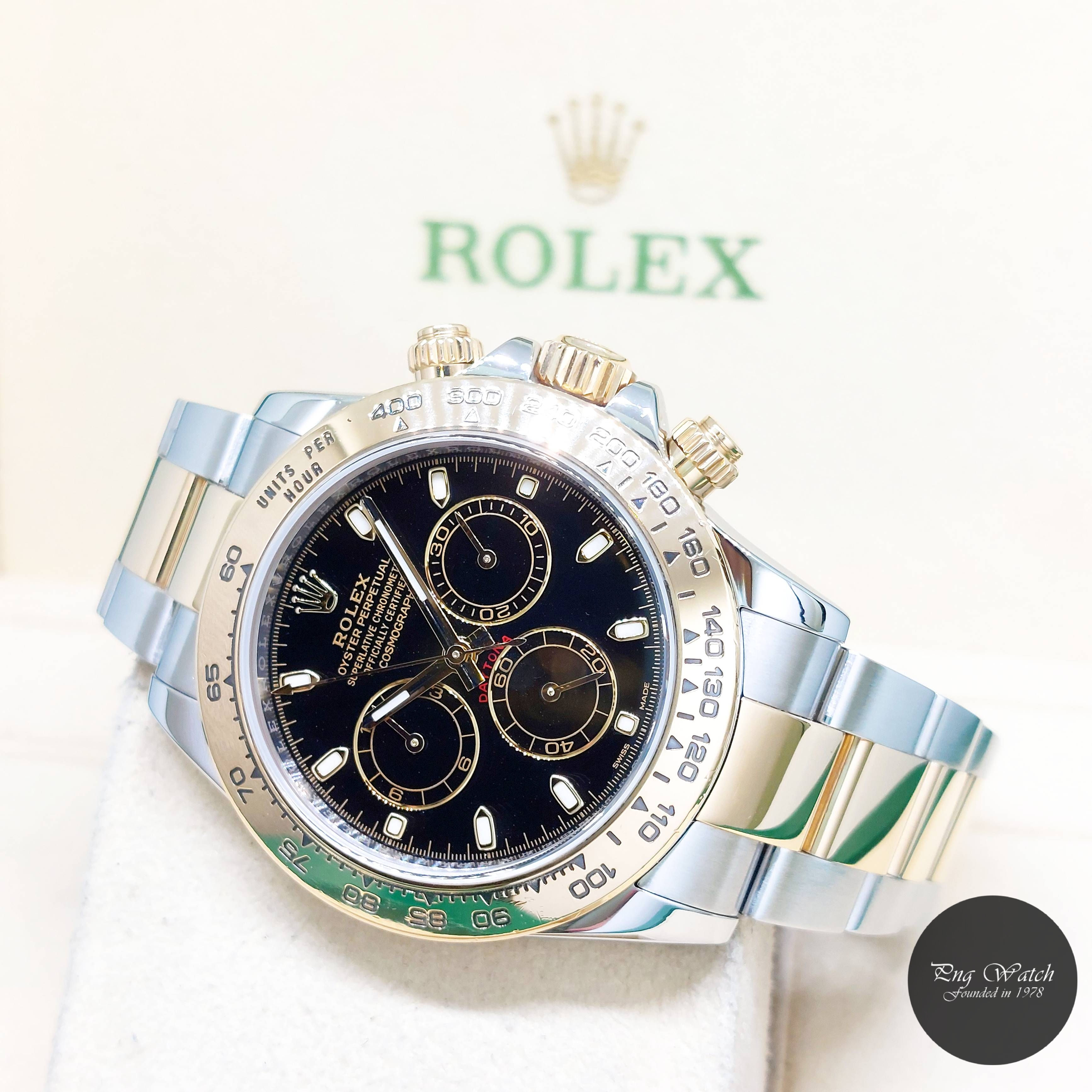 Rolex 40mm 18K Half Yellow Gold Black Batons Dial Daytona REF: 116503 (2017)