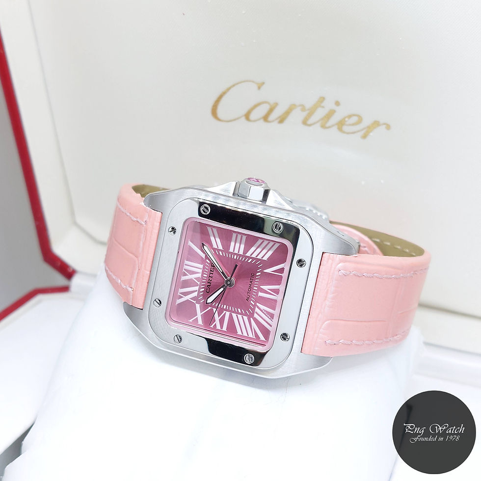 Thumbnail: Cartier 35.6mm x 44.2mm Pink Roman Dial Medium Santos 100 REF: W20133X8 (B & C)